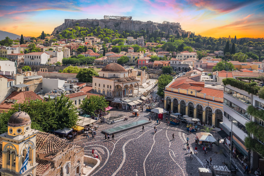 Πλατεία Μοναστηρακίου και Θέα της Ακρόπολης